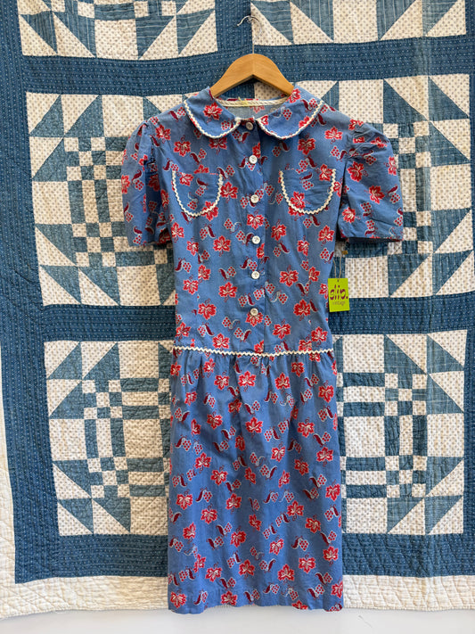 1930's Feedsack Rickrack Dress