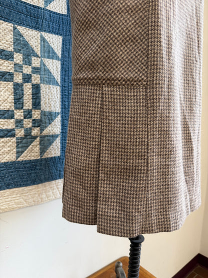 Houndstooth Wool Midi Skirt
