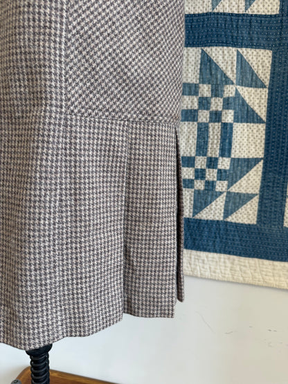 Houndstooth Wool Midi Skirt