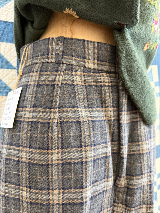 Grey Plaid Bootleg Trousers