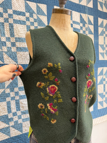 Dark Green Embroidered Vest