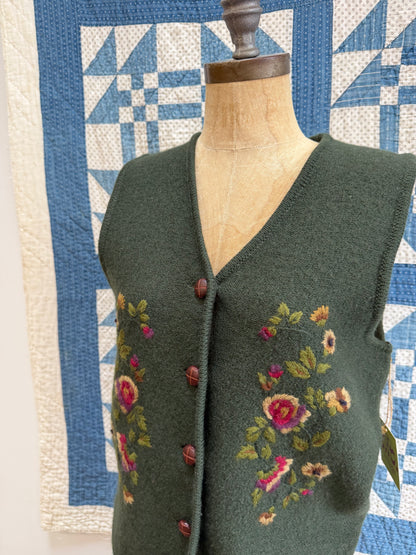 Dark Green Embroidered Vest