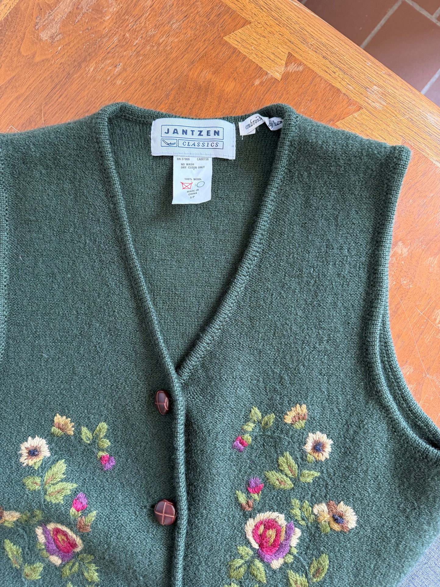 Dark Green Embroidered Vest