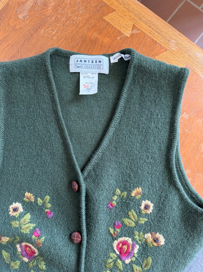 Dark Green Embroidered Vest