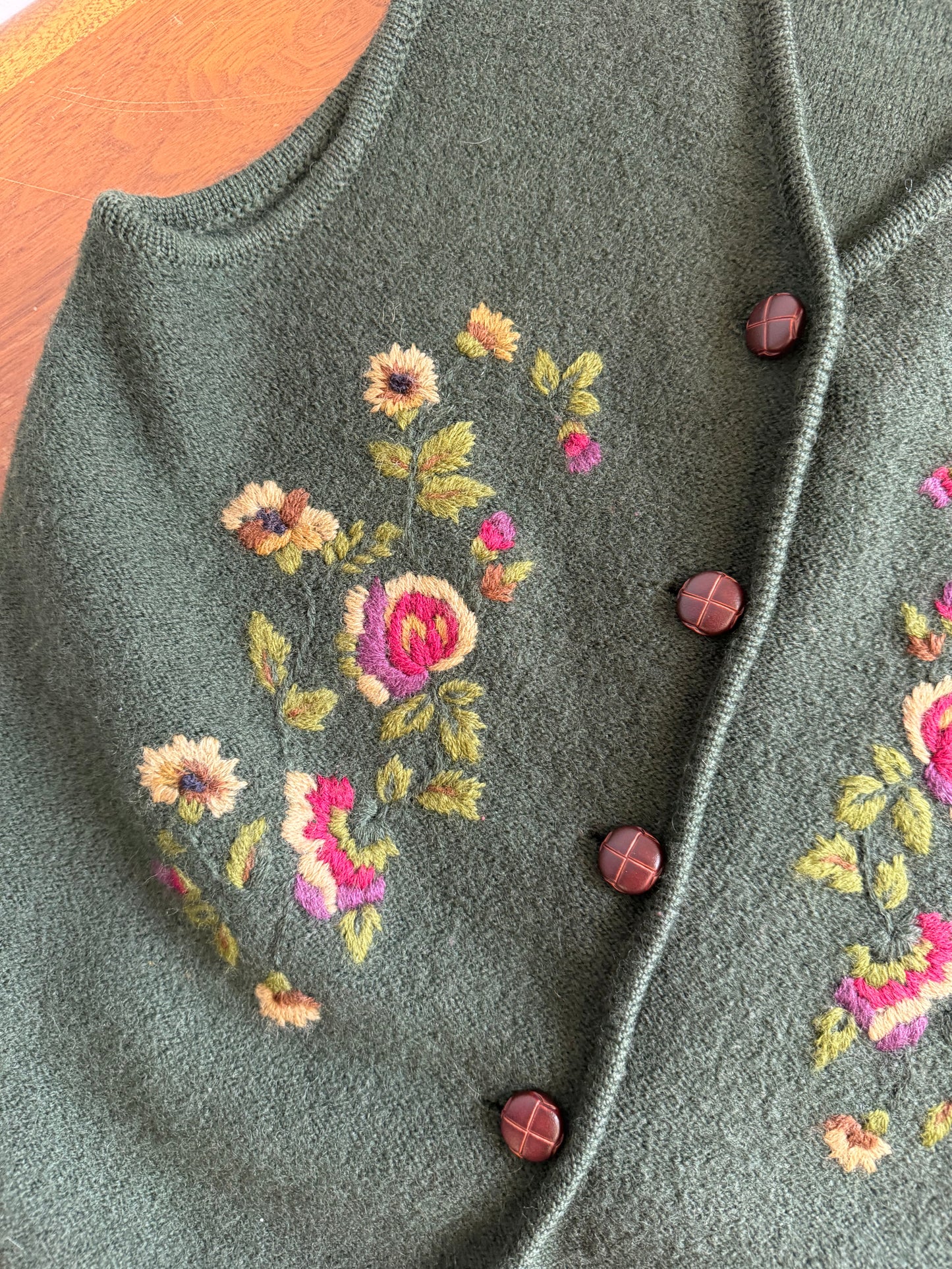 Dark Green Embroidered Vest