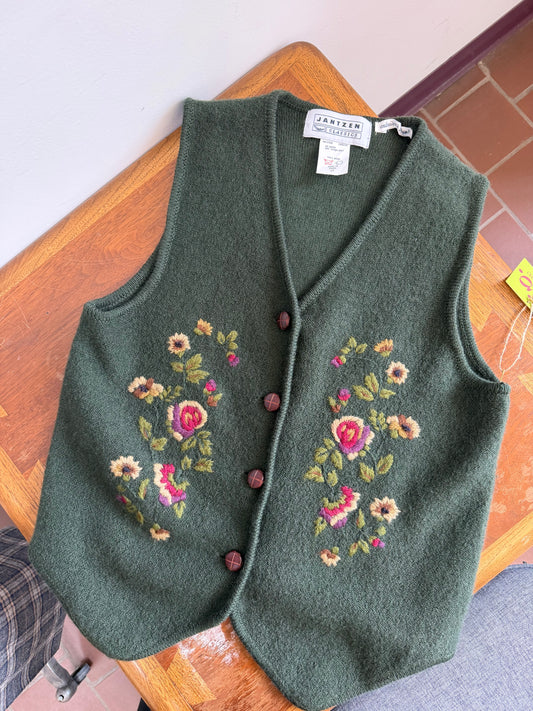 Dark Green Embroidered Vest