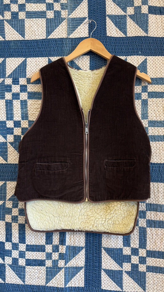 1980's Chocolate Brown Corduroy Vest