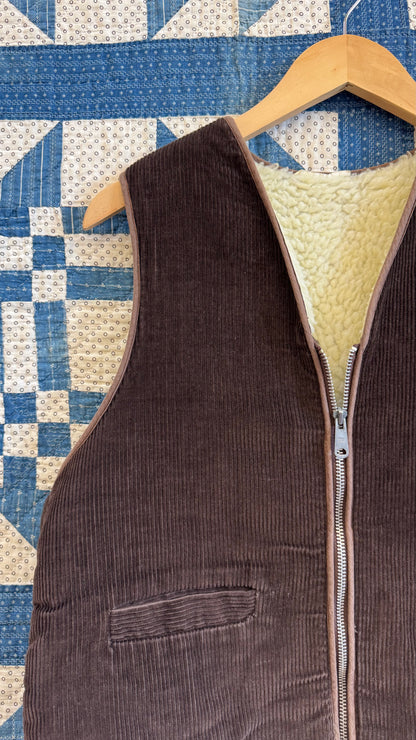 1980's Chocolate Brown Corduroy Vest