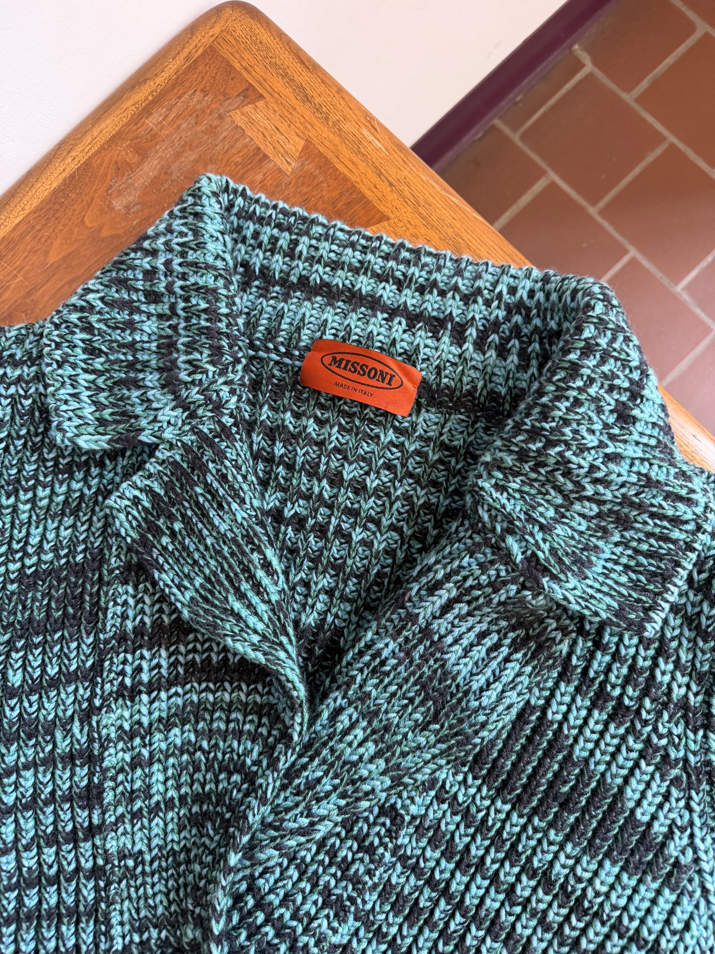 Teal Space Dyed Missoni Cardigan