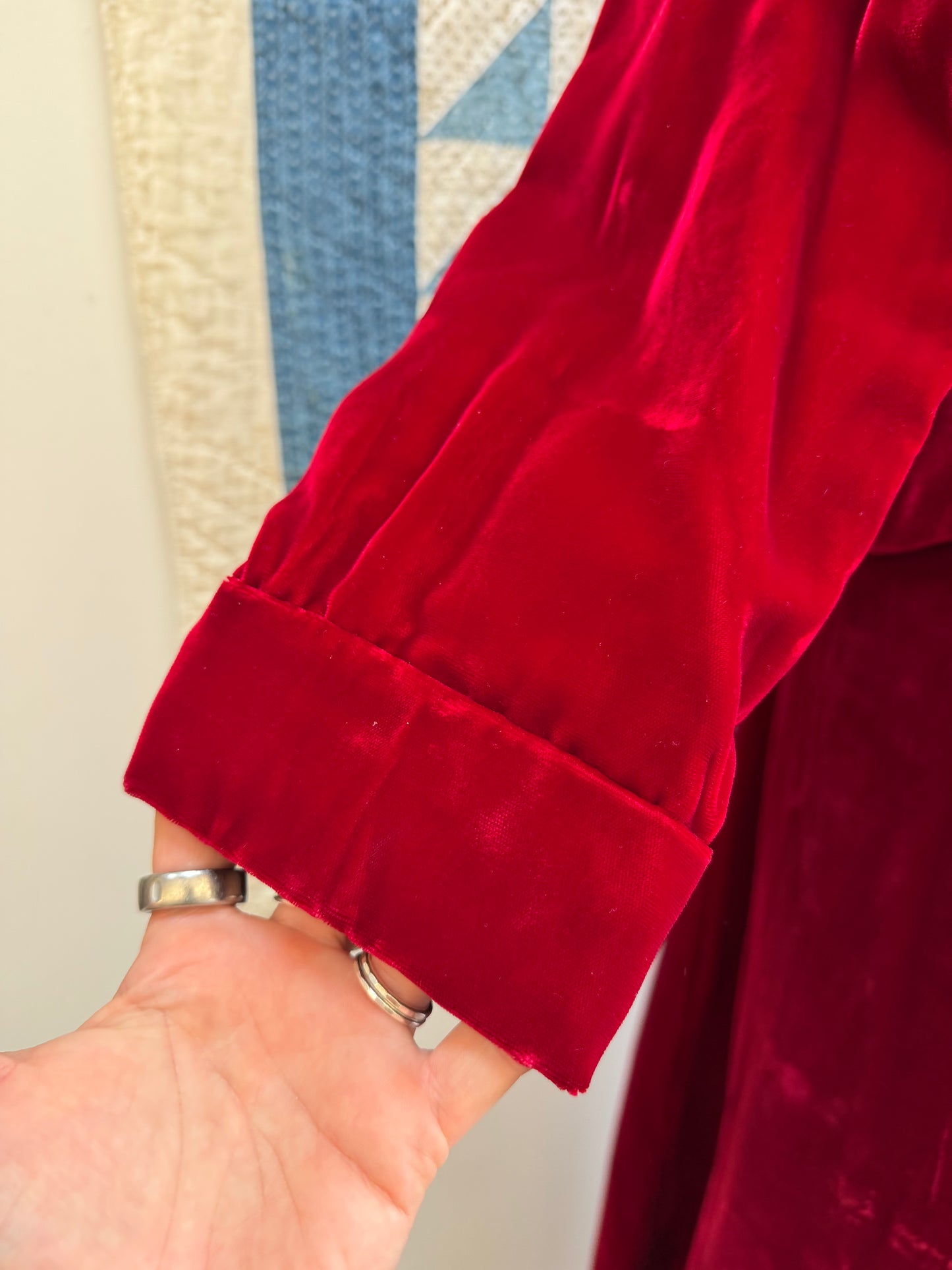 Dark Red Velvet Swing Coat