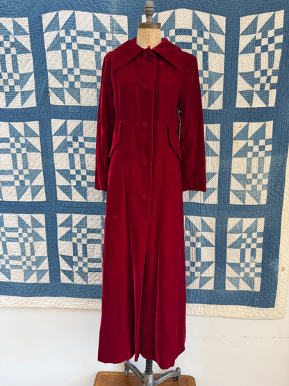 Dark Red Velvet Swing Coat