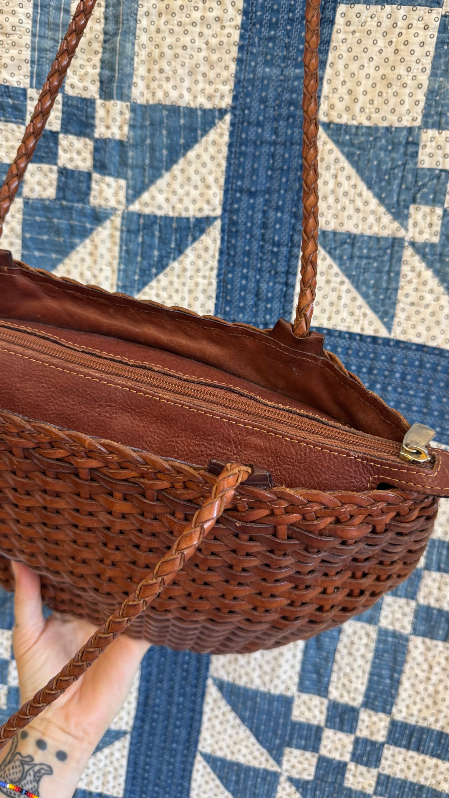 1980's Woven Leather Purse