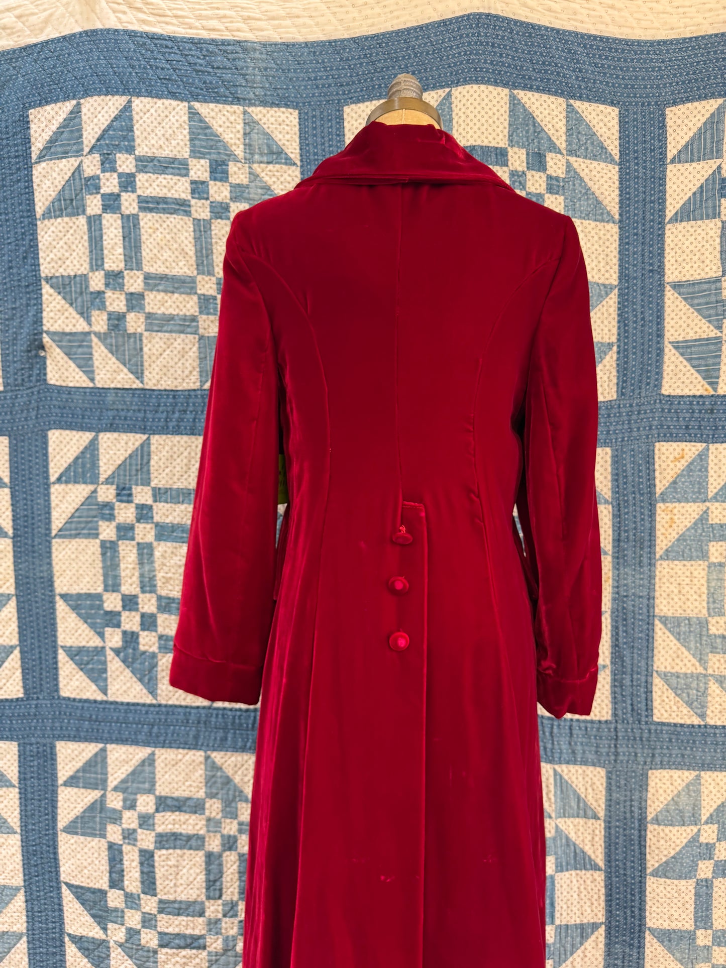 Dark Red Velvet Swing Coat