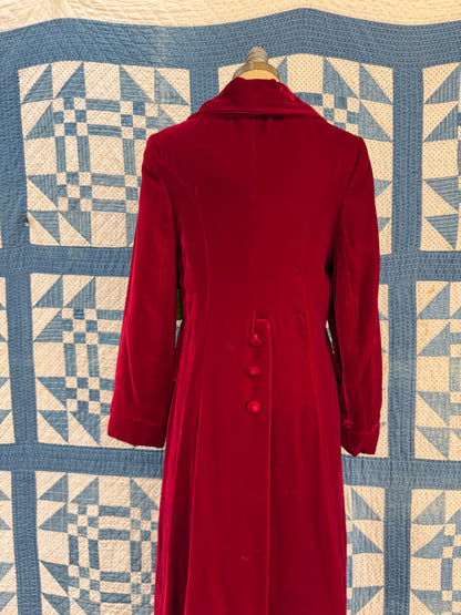 Dark Red Velvet Swing Coat