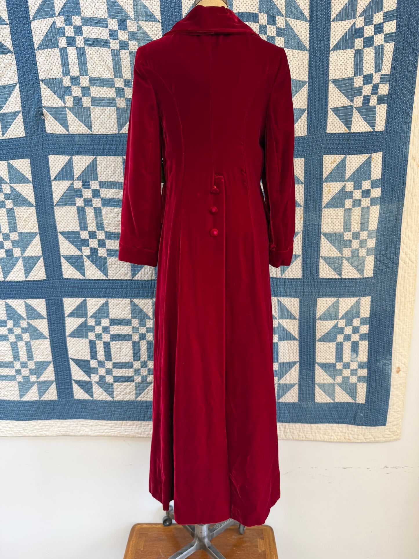 Dark Red Velvet Swing Coat
