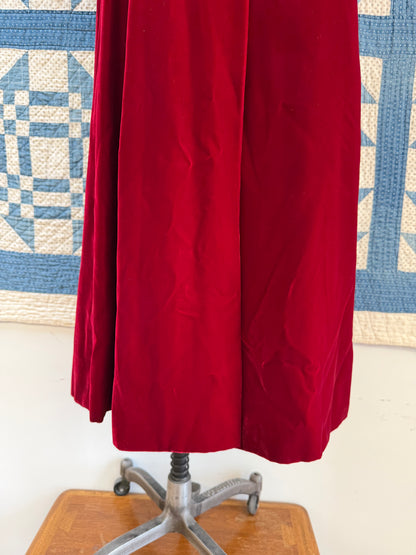 Dark Red Velvet Swing Coat