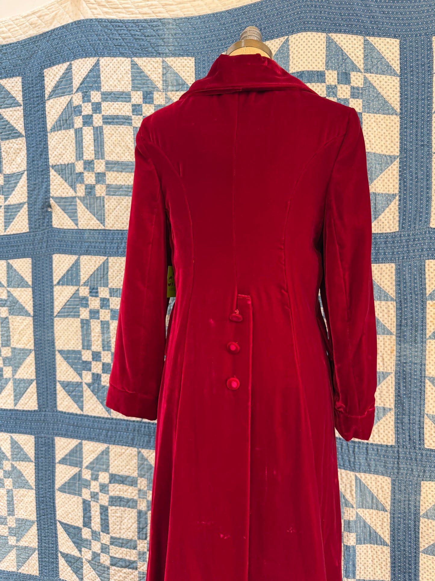 Dark Red Velvet Swing Coat