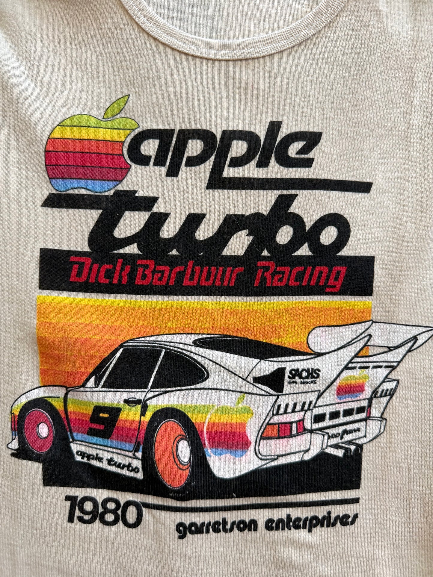 1980's Apple Turbo Dick Barbour Racing Baby Doll T-shirt
