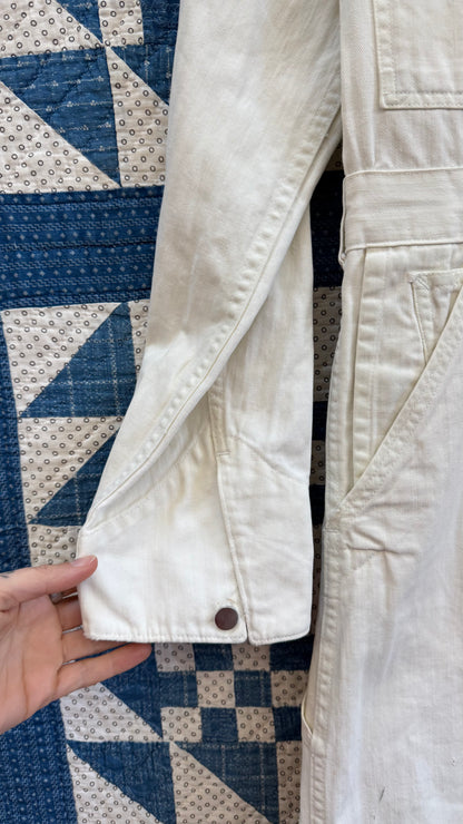 White Herringbone Twill Coveralls