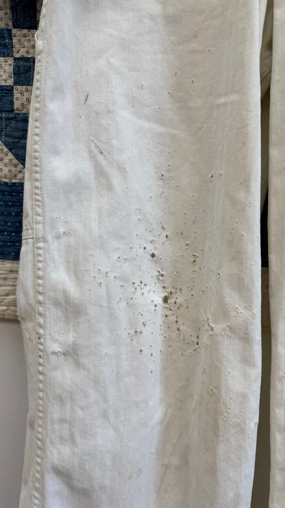 White Herringbone Twill Coveralls