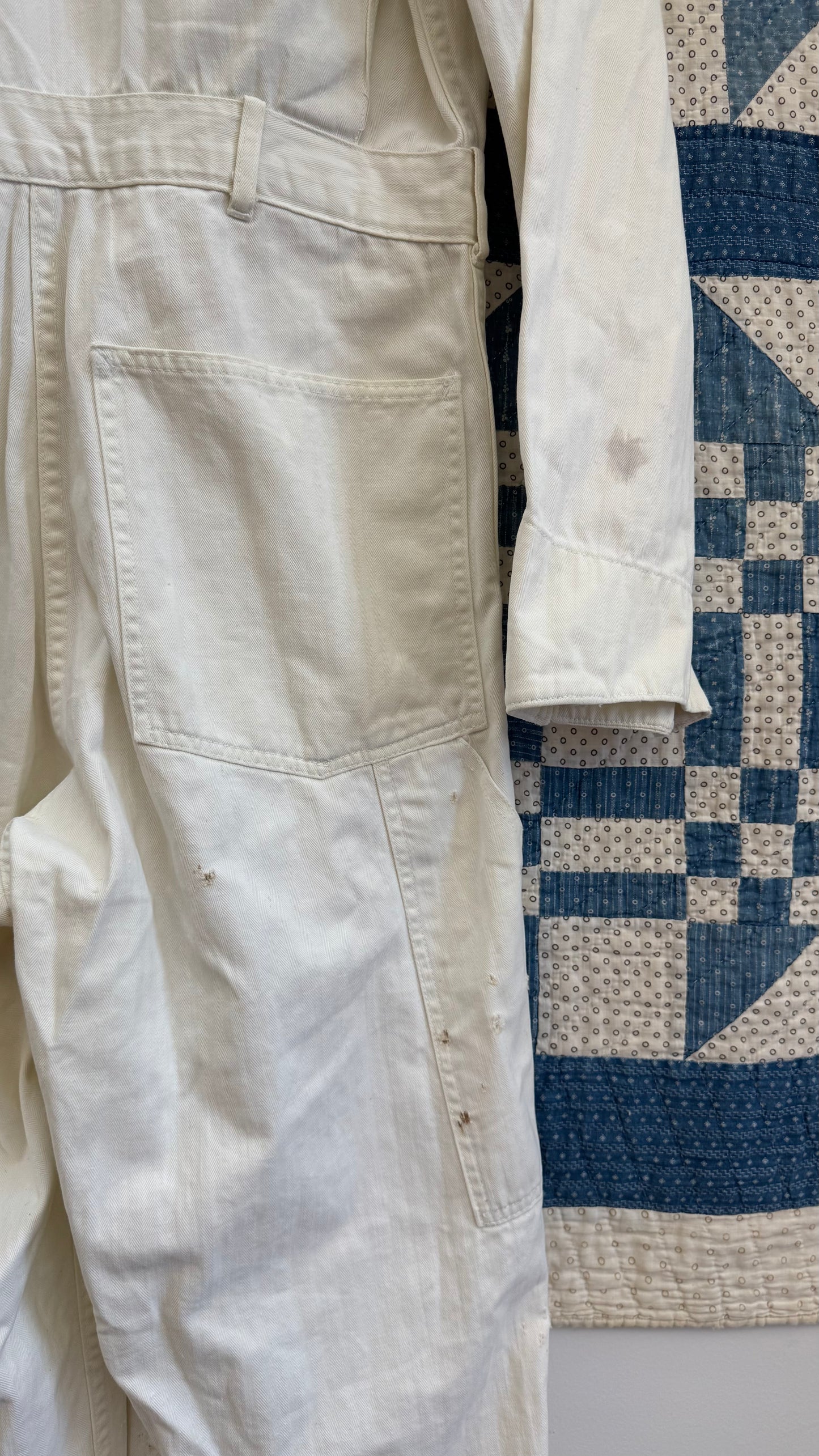 White Herringbone Twill Coveralls