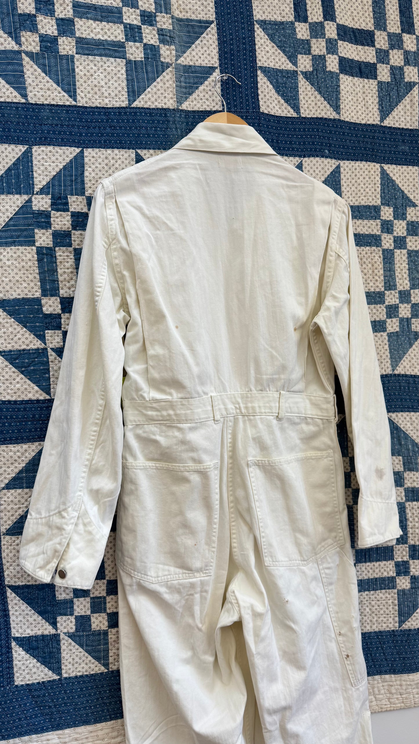 White Herringbone Twill Coveralls