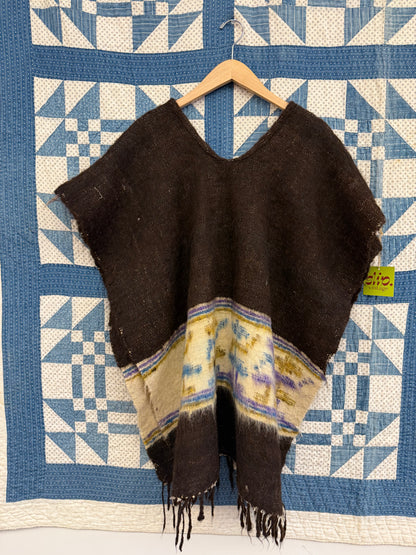 Brown and Tan Wool Poncho