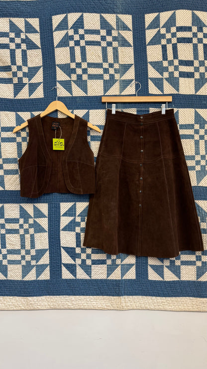 Two Piece Chocolate Suede Set