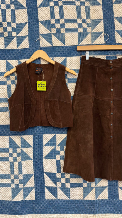 Two Piece Chocolate Suede Set