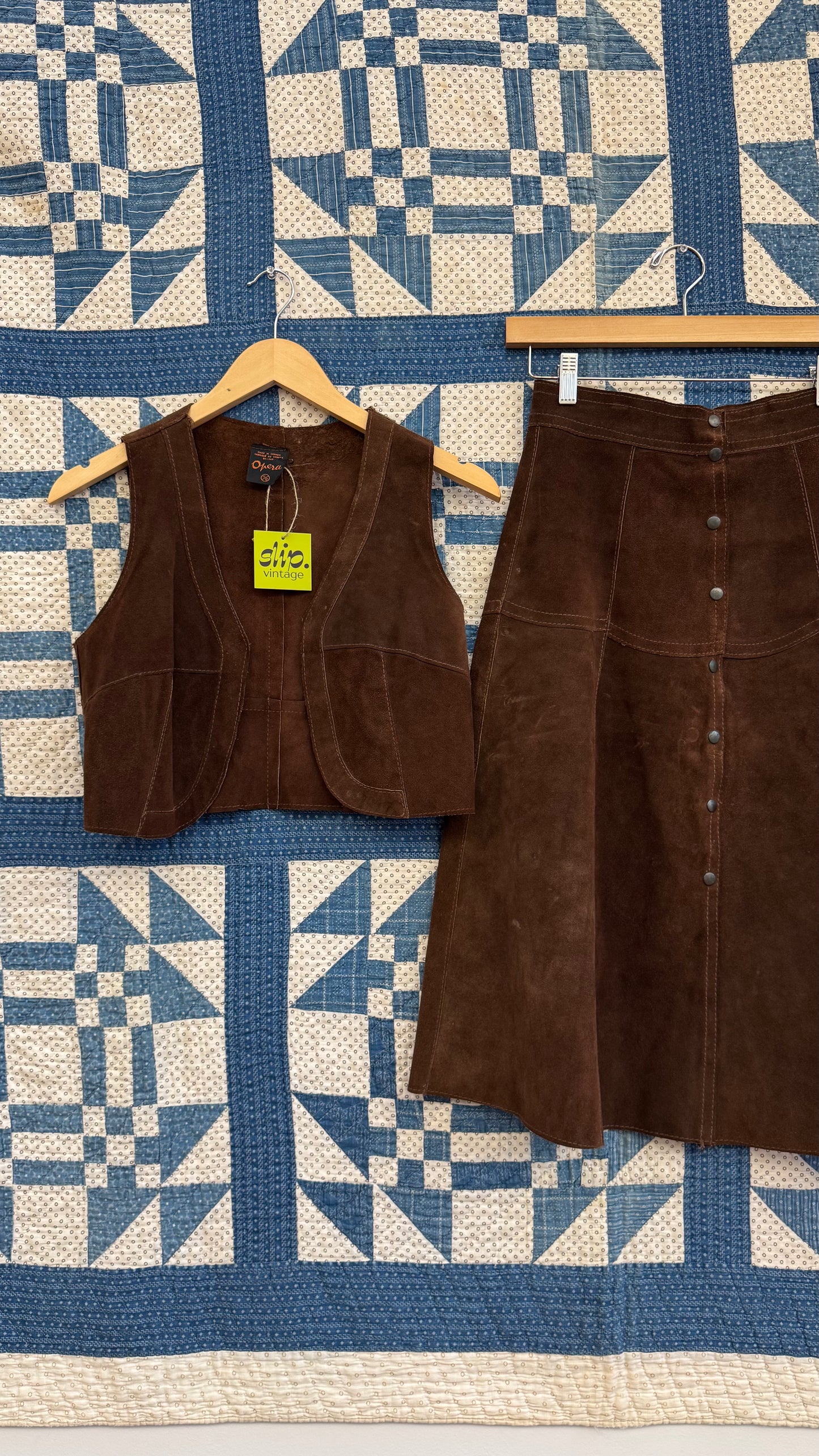 Two Piece Chocolate Suede Set