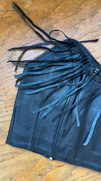 1980's Leather Harley Davidson Bustier