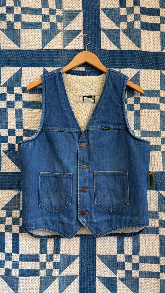 1970's Wrangler Denim Shearling Vest