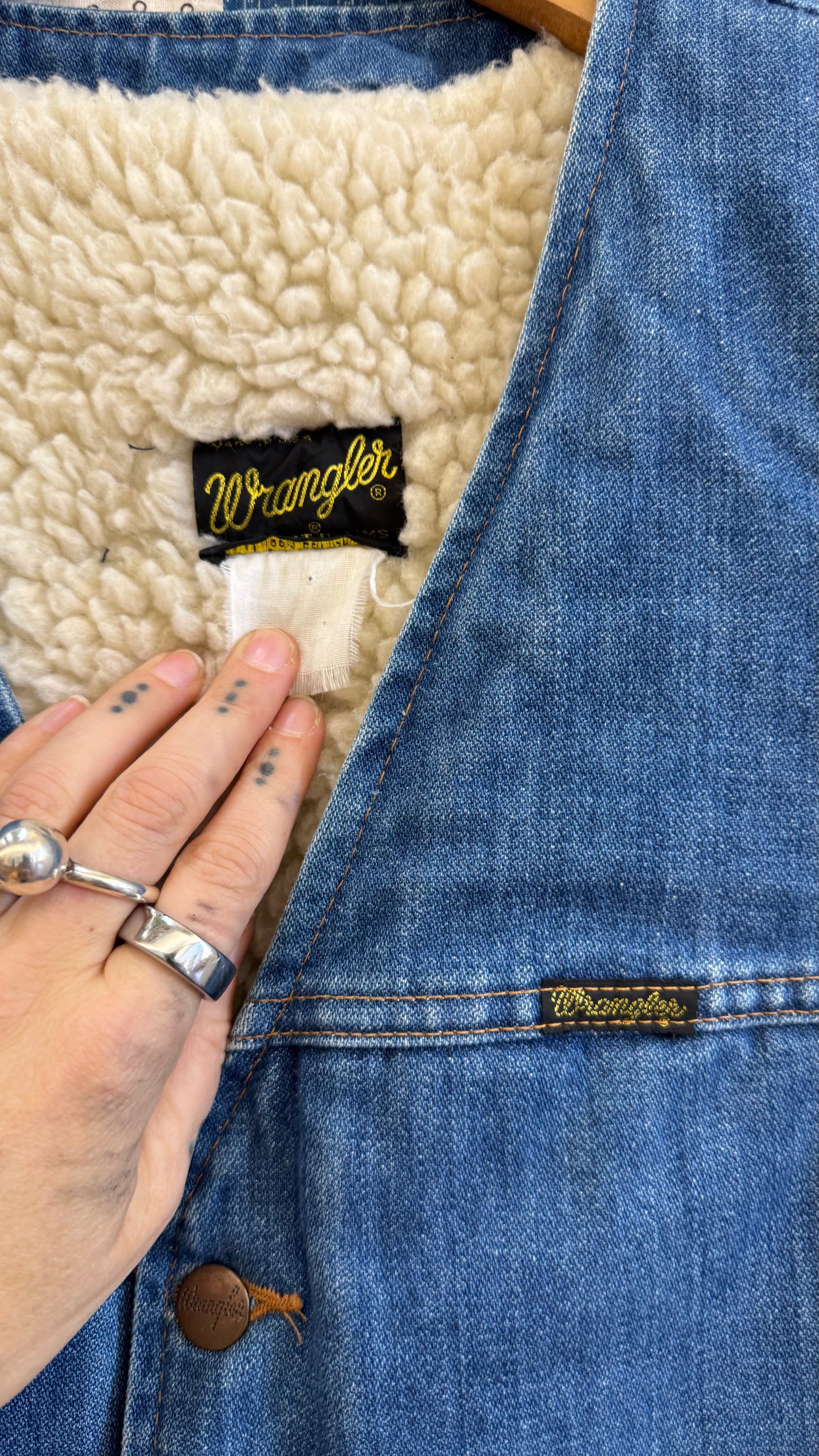 1970's Wrangler Denim Shearling Vest