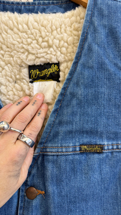 1970's Wrangler Denim Shearling Vest