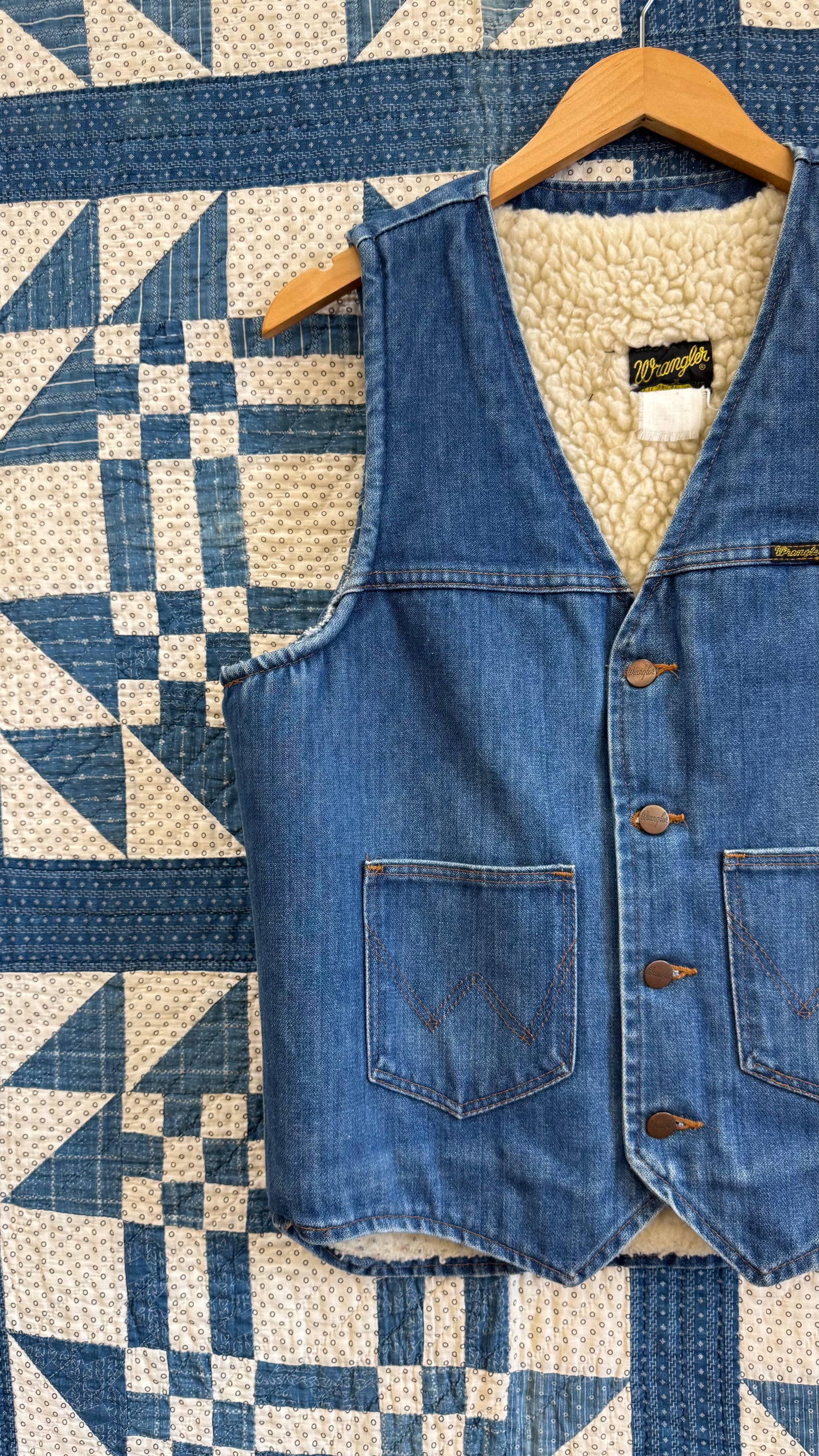1970's Wrangler Denim Shearling Vest