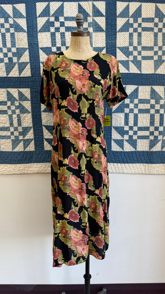 1990's Rayon Floral T-shirt Dress