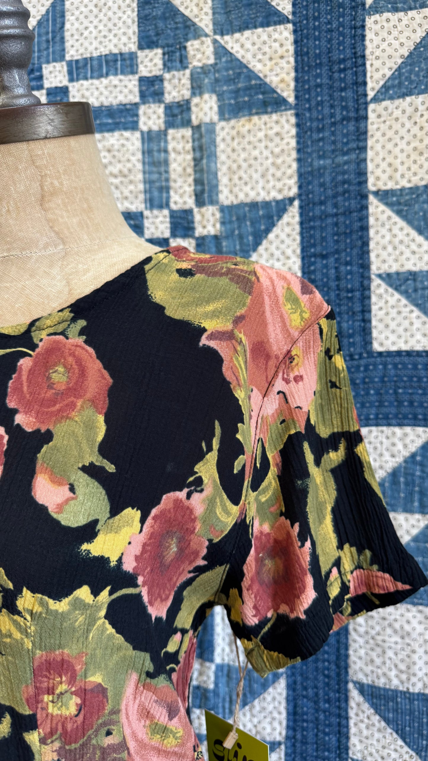1990's Rayon Floral T-shirt Dress