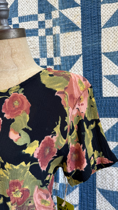 1990's Rayon Floral T-shirt Dress