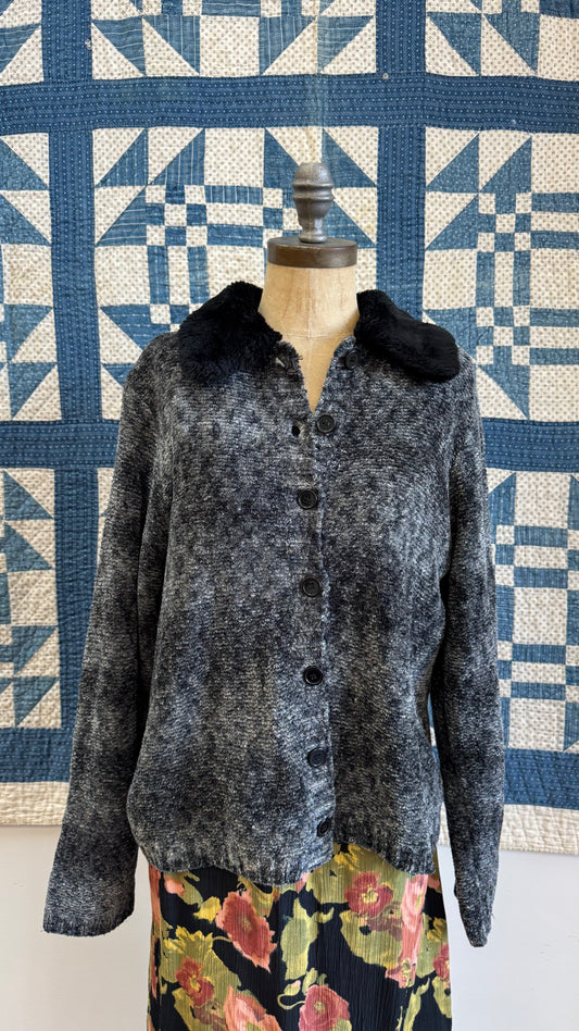 1990's Chenille Grey Cardigan