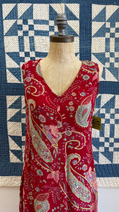 1990's Red Paisley Dress