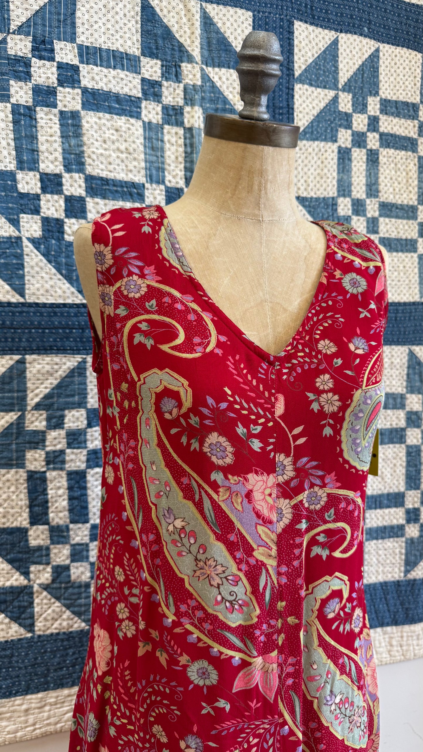 1990's Red Paisley Dress