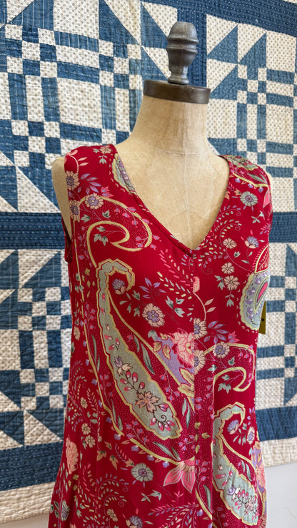 1990's Red Paisley Dress