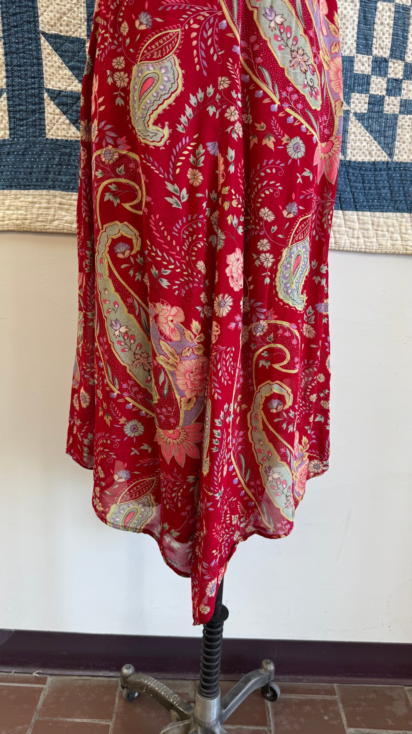 1990's Red Paisley Dress