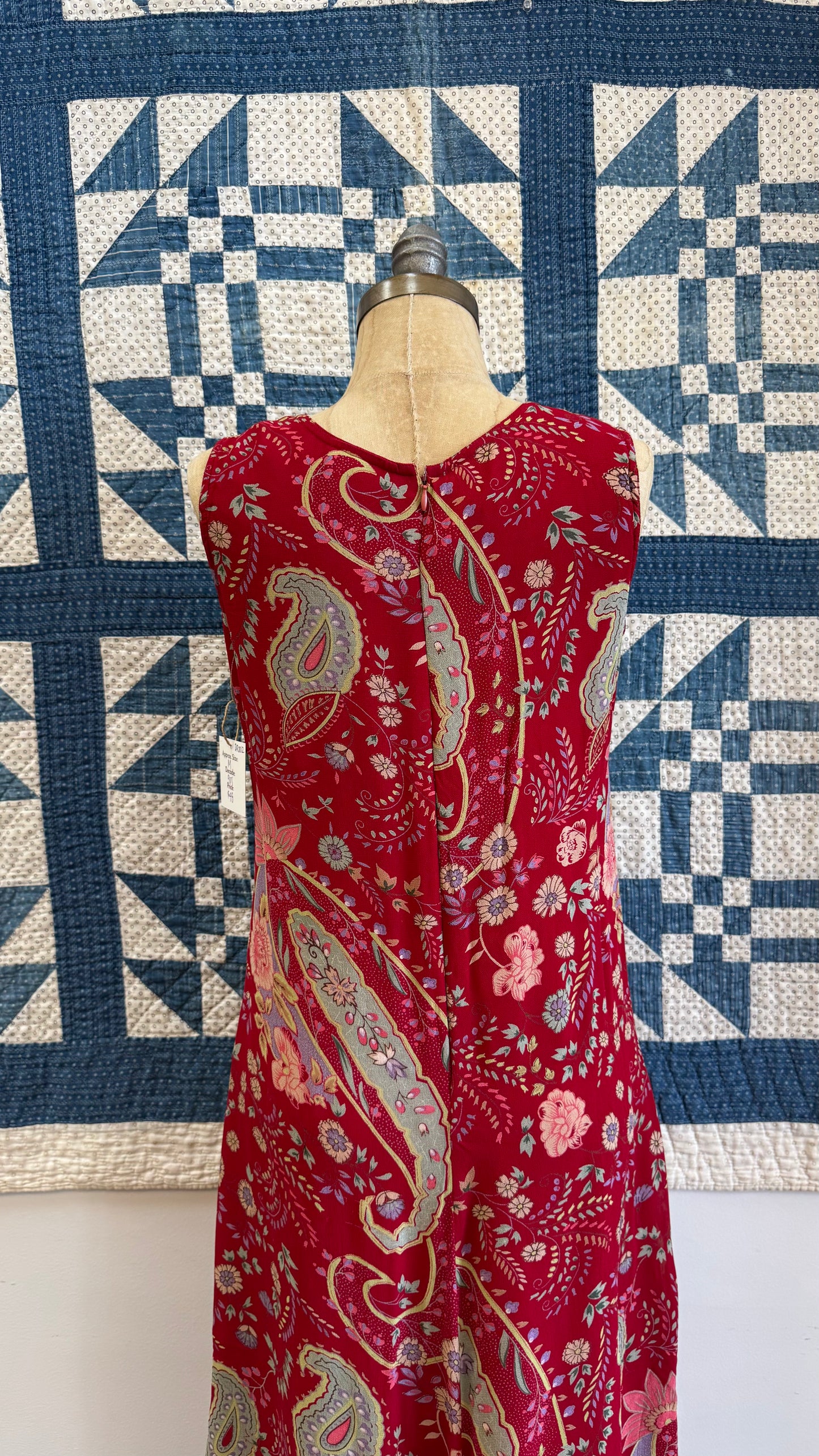 1990's Red Paisley Dress