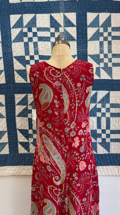 1990's Red Paisley Dress