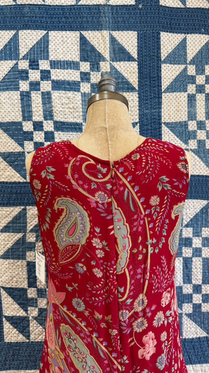 1990's Red Paisley Dress