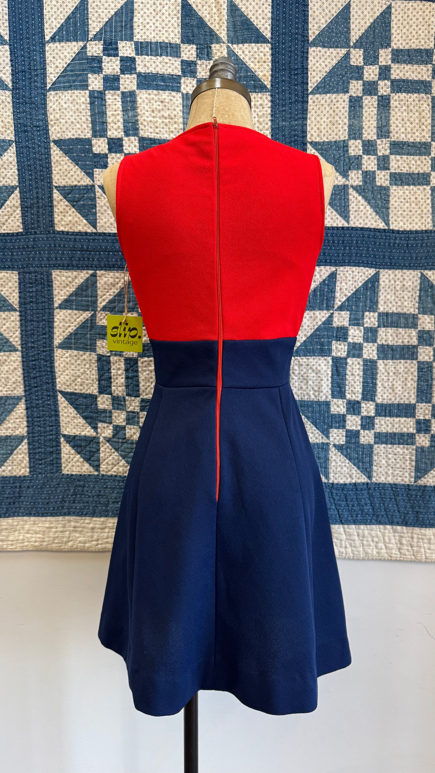 1960's Mod Red and Navy Mini Dress