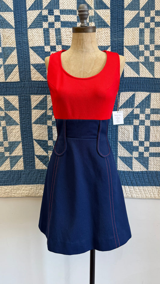 1960's Mod Red and Navy Mini Dress