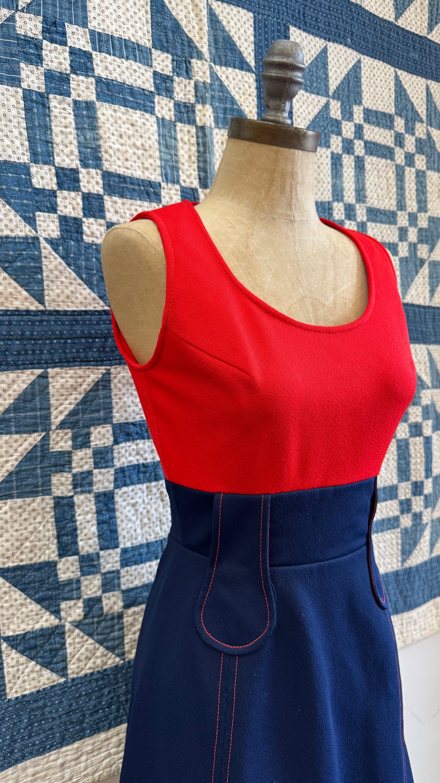 1960's Mod Red and Navy Mini Dress