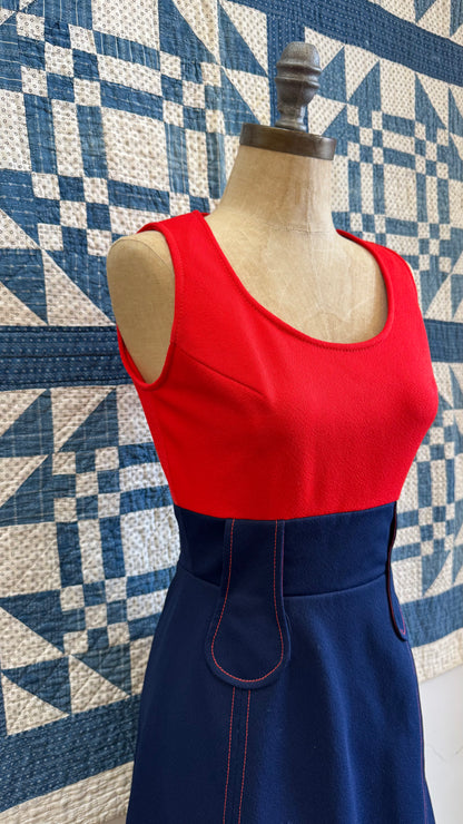 1960's Mod Red and Navy Mini Dress